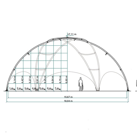 Kuppelzelt Hexadome L - 1.436 x 1.658 cm  | 175 m²