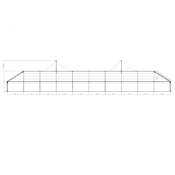 Giebelzelt - 20 Meter (2 x Hochpunkt, 2 x Walmabgang)