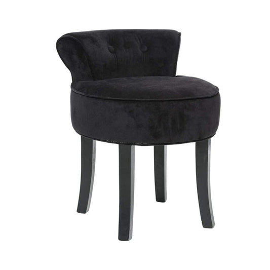 Hocker mit Lehne – Velours-Optik – Schwarz