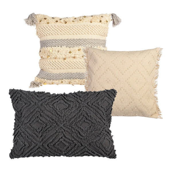 Kissen-Set 3 teilig - creme/grau