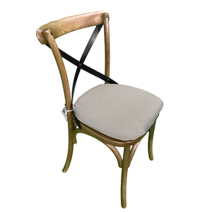 Sitzkissen für Crossback Chair - Taupe Leinenstoff
