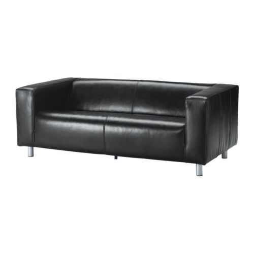 Ledersofa 2sitzer - schwarz